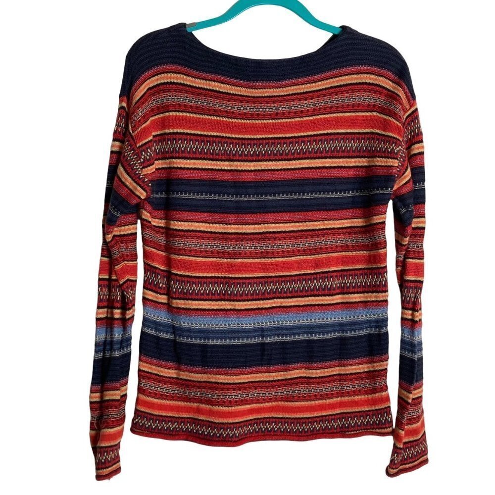 Lauren‎ Ralph Lauren Striped Lightweight Sweater Southwest Aztec Linen Petite L